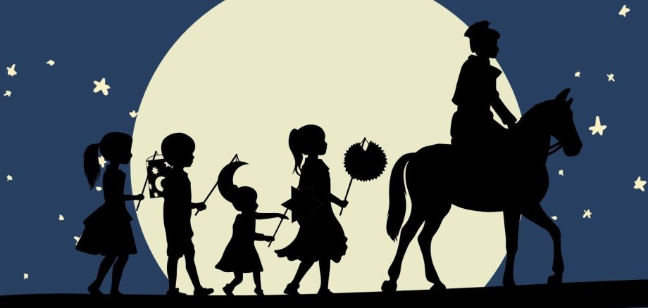 Dunkelblau Gelb Illustrativ Verspielt Sankt Martin Laternenumzug Poster (42 x 59.4 cm) - 1